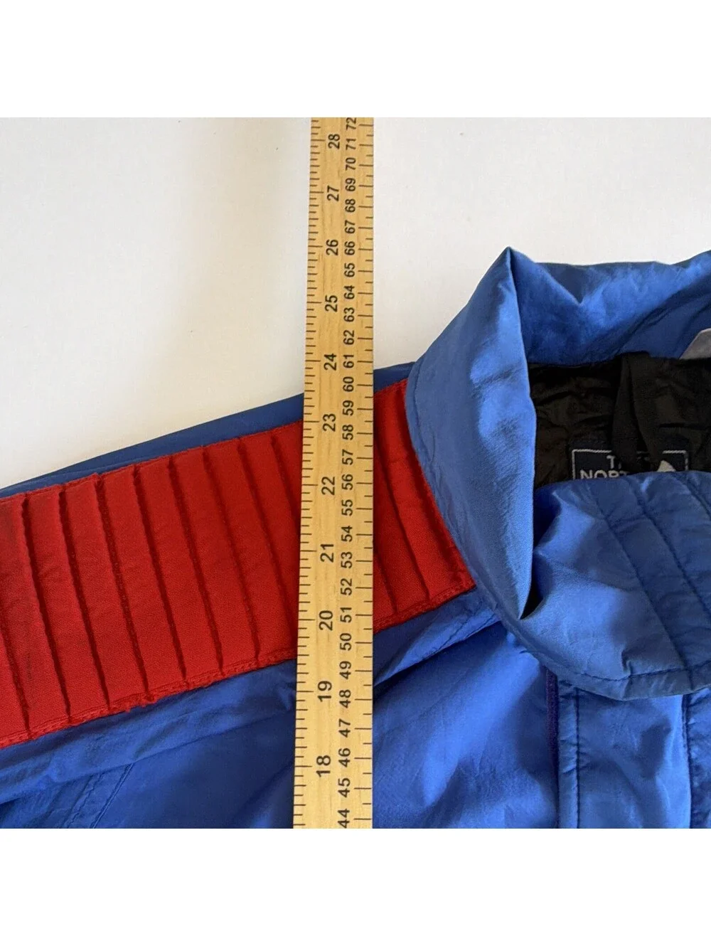 Vintage The North Face Men's Blue Red Solid Full Zip Logo Jacket Pockets Size M